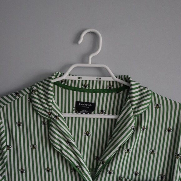 Kate Spade Womens Green Sz M Striped Animal Print 2-Piece Sleepwear Pyjama Set - Picture 5 of 14